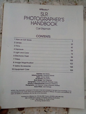 Βιβλίο φωτογραφίας SLR photographer's handbook μεταχειρισμένο, λείπει το εξώφυλλο