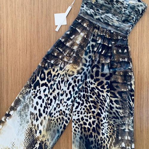 Veloudakis Strapless One-Piece Jumpsuit Animal Print New, Size M