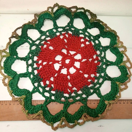 Handmade crochet mandala decoration used, 35 cm diameter