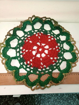 Handmade crochet mandala decoration used, 35 cm diameter