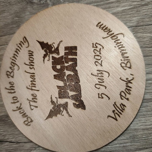 Black Sabbath coaster collectible, new, handmade wood