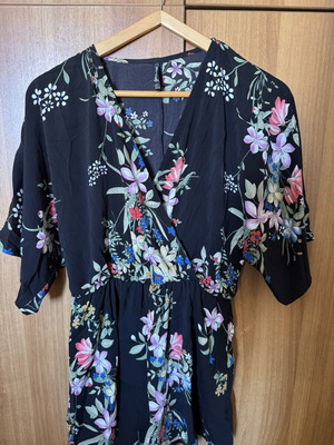 Floral Playsuit Arena like new, black base with pink lilac and blue shades