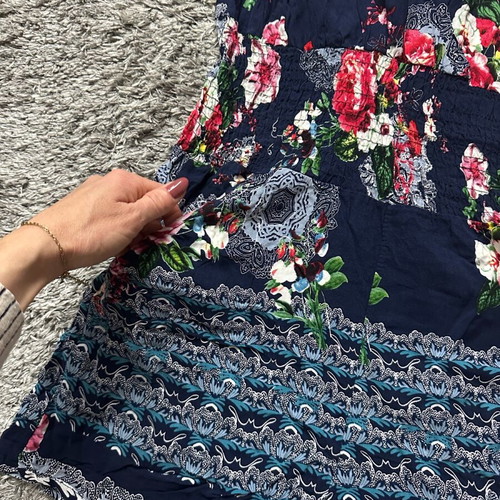 Floral women's romper used, dark blue