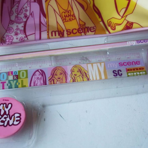 My Scene school set spiral notebook pencil sharpener eraser new
