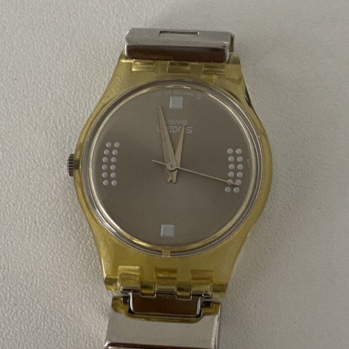 Swatch women's watch with pearl bracelet, new, beige, 16 cm