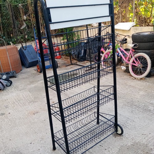 Metal Display Stand with 4 Shelves on Wheels new