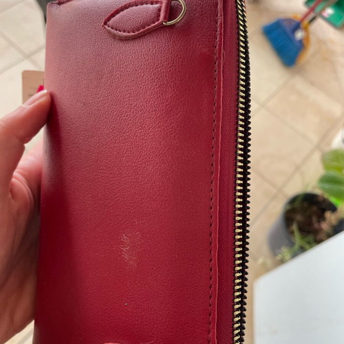 Burgundy wallet bag new with strap for hanging
