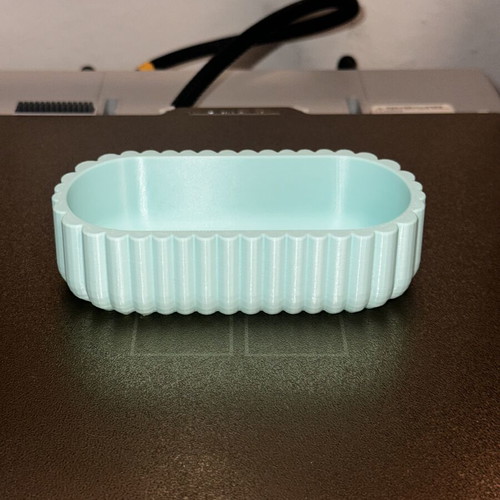Decorative oval serving tray, beige, PLA, 3D printed