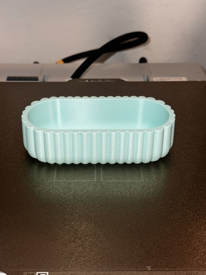 Decorative oval serving tray, beige, PLA, 3D printed