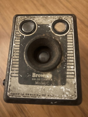 Kodak Brownie Six-20 Model C vintage camera with original film roll used