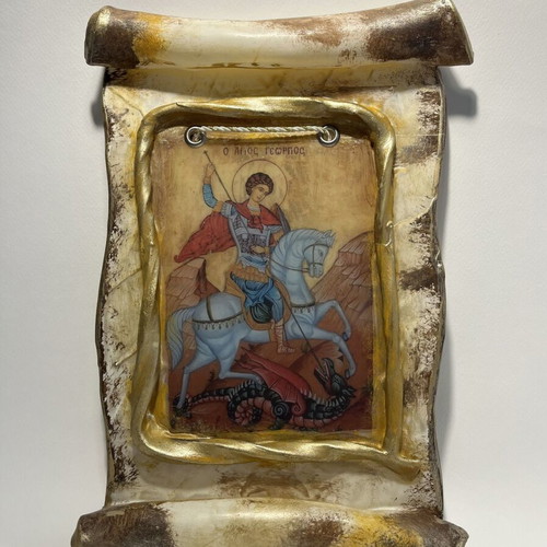 Saint George Wax Icon new, handmade 19-20x25-26 cm