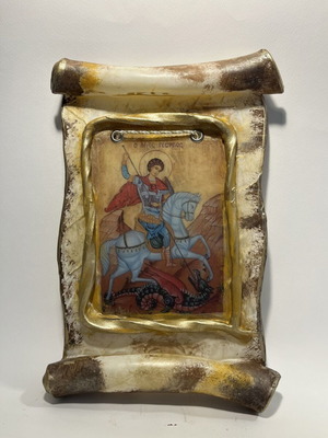 Saint George Wax Icon new, handmade 19-20x25-26 cm