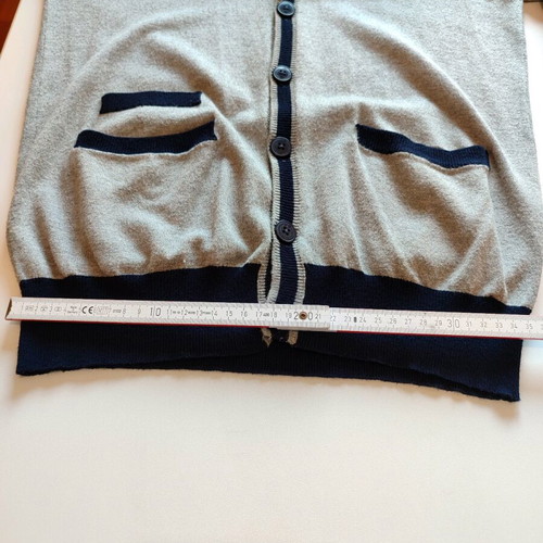 Alcott cotton cardigan M like new, light gray with dark blue details