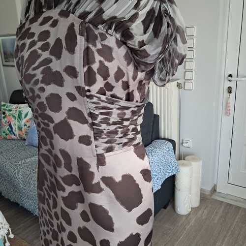 Gaetano Navarra animal print dress used, size L, grey beige