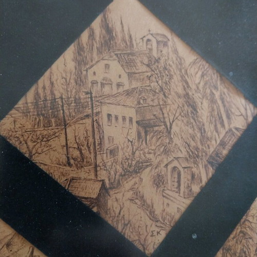 Pencil drawing used with theme of Makrinitsa Pilio