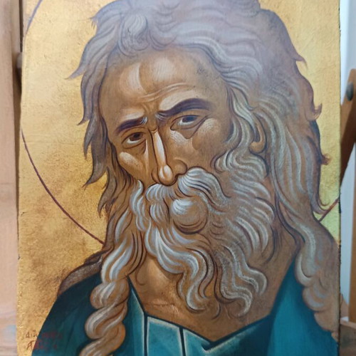 Saint Symeon handmade icon egg tempera with 23K gold leaf