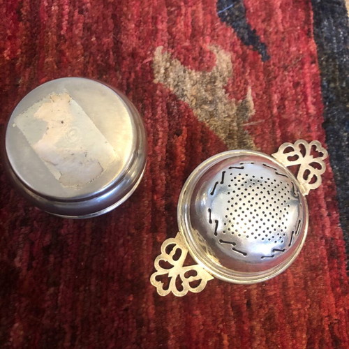 Tea strainers set of 2 used, silver-plated, vintage