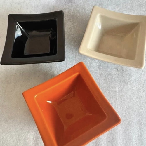 Set of 6 small square bowls used, colorful