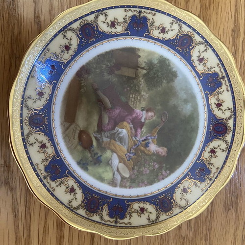 Studio Elisabeth collectible porcelain plates set of 6 handpainted with 22K gold used