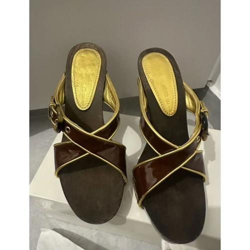 Casadei wooden heel like new, brown women's pumps size 37.5