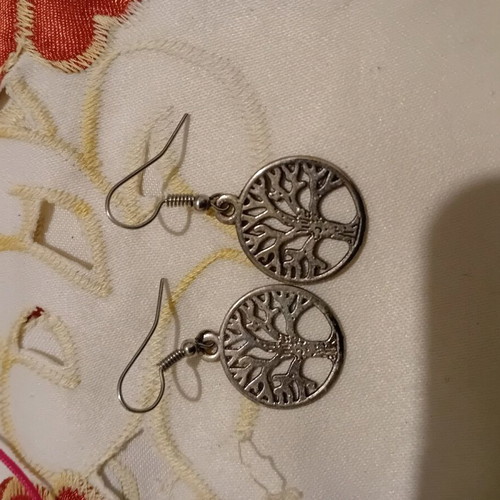 Earrings with tree of life symbol like new, silver