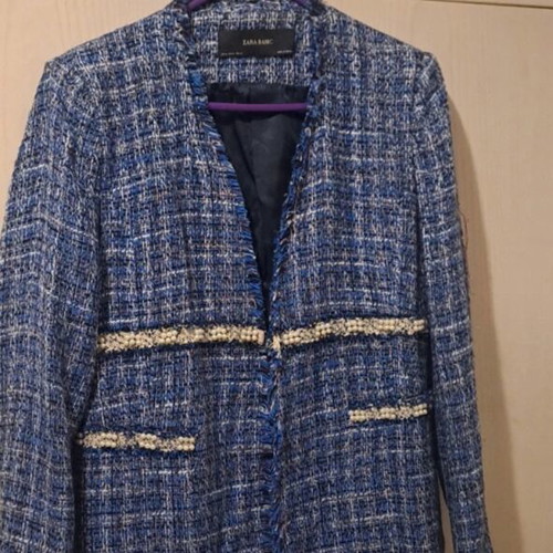 Zara Basic blue tweed jacket like new