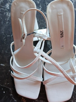 Zara άσπρα γυναικεία πέδιλα καινούργια με ετικέτες μέγεθος 39