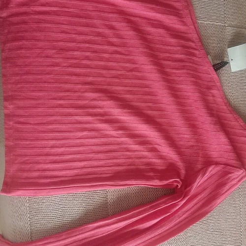 Rib pink blouse with one sleeve elastic, new H&M size M