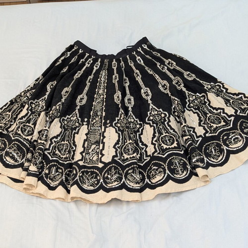 Anitsa Paris Vintage Sequin Cotton Midi Skirt like new, black and beige