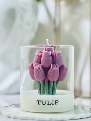 Tulip candle with lid and customizable scent