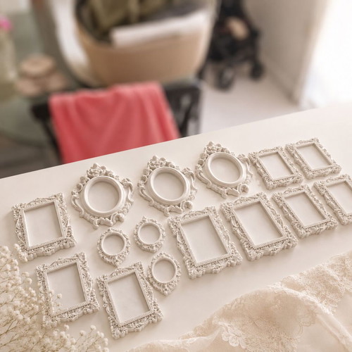 Gypsum frames new, set of 15 vintage and baroque style