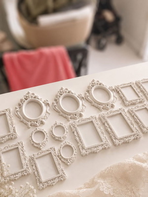 Gypsum frames new, set of 15 vintage and baroque style