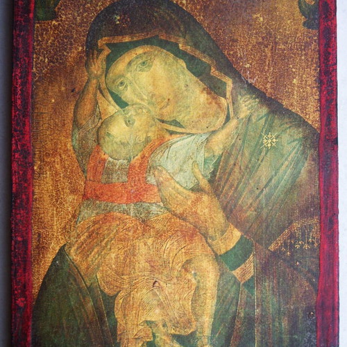 Panagia Kykkotissa Icon on Wood like new, 28 x 21.5 cm