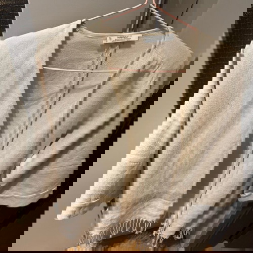 Mango kimono cardigan with fringes like new, white and beige