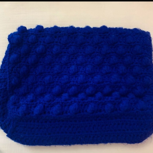 Handmade knitted clutch bag blue, new
