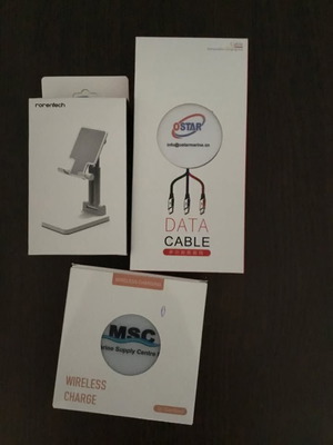 Stand κινητού, wireless charger και data cable sealed