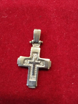 Silver 925 men's cross pendant with cord, new