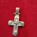 Silver 925 men's cross pendant with cord, new