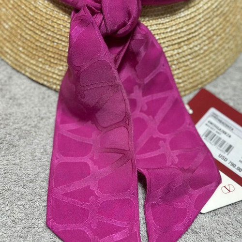 Valentino Garavani Straw Bucket Hat VLogo Silk Ribbon Size 57 New