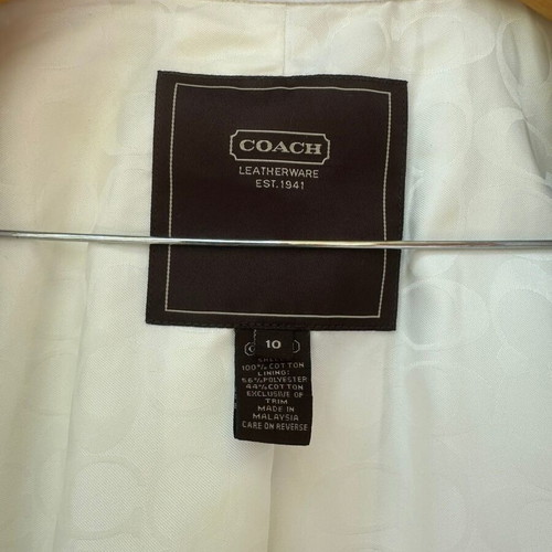 Coach women's trench coat like new, size XL, cotton, white and blue