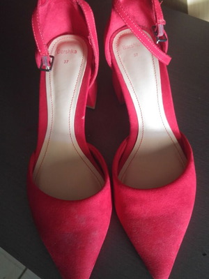 Red pumps like new, size 37, 5 cm heel