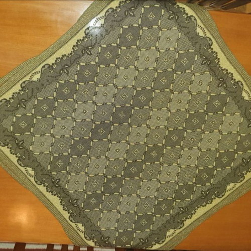 Tablecloth with tassels 82x82 cm dark brown and gold new