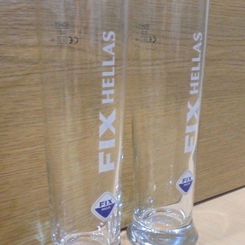 Fix Hellas beer set of 2 promotional glasses 0.3lt used