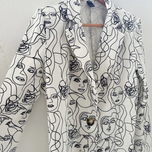 Jacket with patterns new, white and black, size S