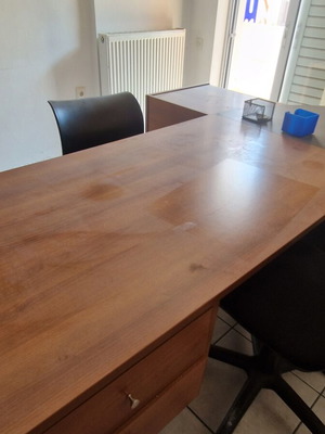 Office furniture set with L-shaped extension desk