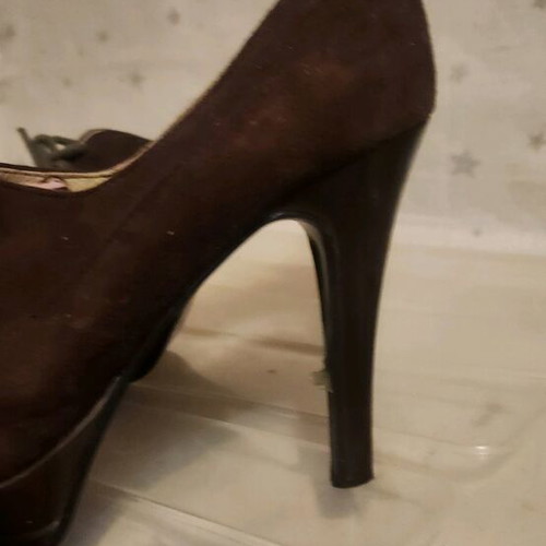 Brown high heels shoes with laces used, size 38
