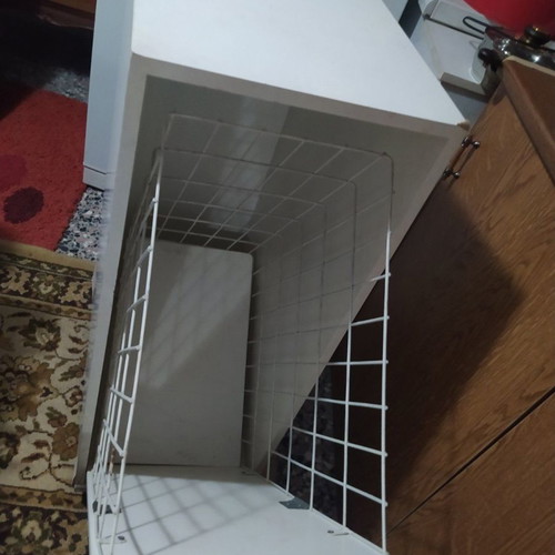 Laundry basket used, large wooden wheeled 130 liters