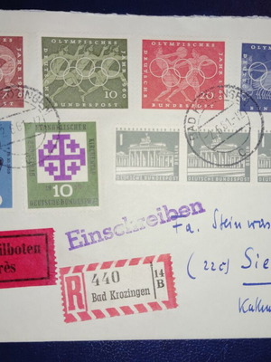 Germany 1961 postal cover with stamps