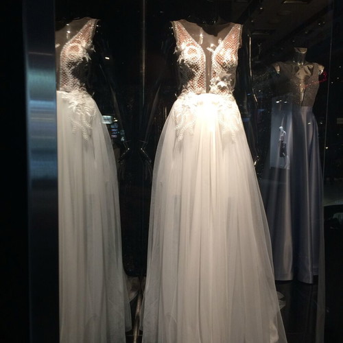 Stili Deligianni wedding dress small like new, white and beige