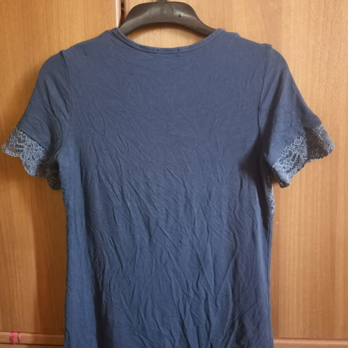 Intimissimi navy blue short-sleeve lace top, small